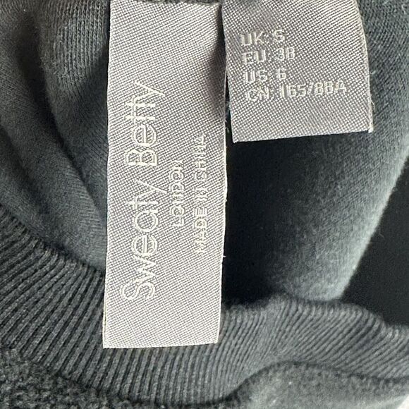 Sweaty Betty Compass Seam Sweatshirt Womens Small Black Soft Fleece Thumbhole LS - Picture 10 of 14